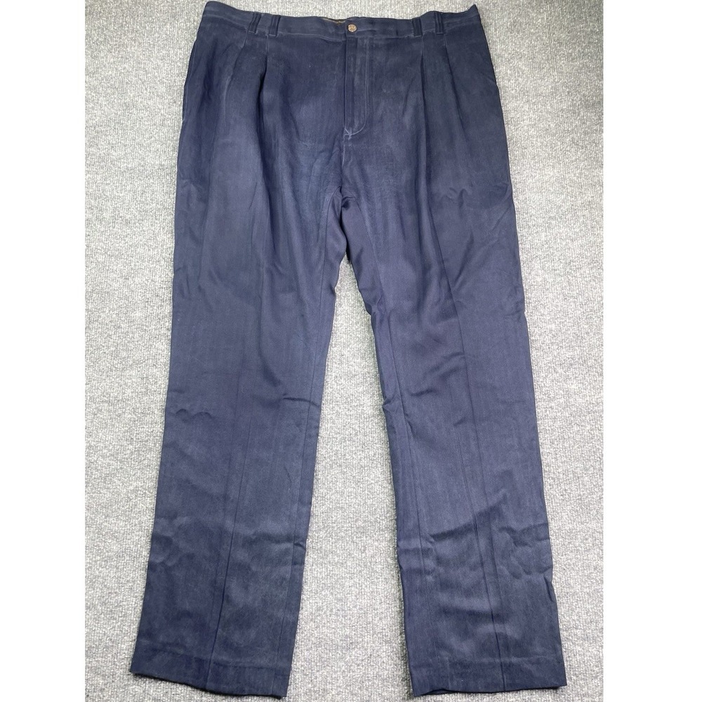 Tommy Bahama Pants Mens 42 Blue 100% Silk Pleated‎ Herringbone Relaxed Trousers